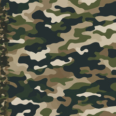 Fototapeta premium Camouflage seamless pattern. Trendy style camo, repeat print. Vector illustration. Khaki texture, perfect for military army design