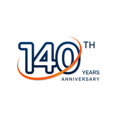140th anniversary logo in a simple and modern style in blue and orange colors. logo vector illustration