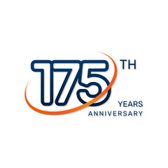 Fototapeta na wymiar 175th anniversary logo in a simple and modern style in blue and orange colors. logo vector illustration