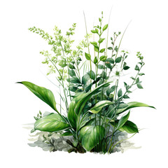 Fototapeta premium Botanical Watercolor Illustration on Transparent Background . Vibrant Plant in Its Natural Habitat generative Ai