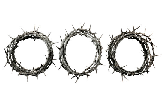 Barbed wire isolated on transparent background cutout , ai generative

