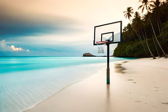 basketball hoop on the beach 