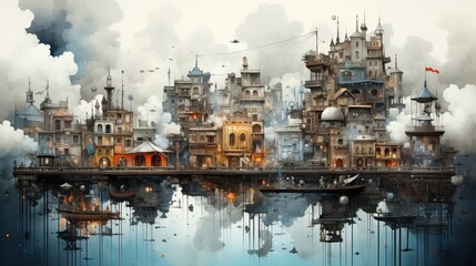 panorama of the town ai generated