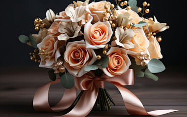 Beautiful wedding bouquet with empty space for text