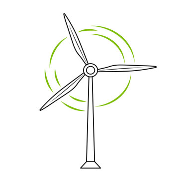 recommend clip art: Wind turbine doodle icon. Hand drawn windmill isolated on white background.