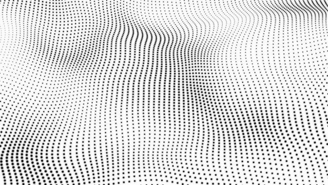 White abstract background and black dot. Futuristic, Modern, Digital, Abstract and technology dots wave background. Dot pattern with halftone effect. Black white pop art gradient. Half tone fade