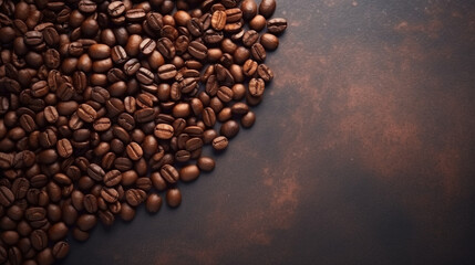 Coffee beans in a heart shape, coffee banner, background, International Coffee Day autumn, autumn, Generative AI