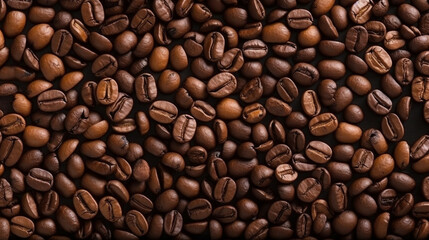 Obraz premium Coffee beans arranged in a pattern, coffee banner, background, International Coffee Day autumn, autumn, Generative AI