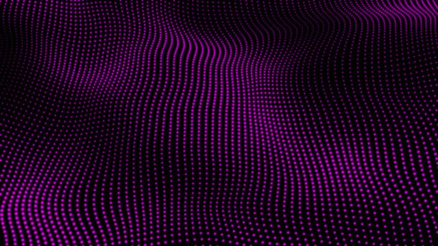Purple digital dots form wave and black abstract background. Futuristic, Modern, Digital, Abstract and technology dots wave background. Dot pattern with halftone effect. Half tone fade background. 3d