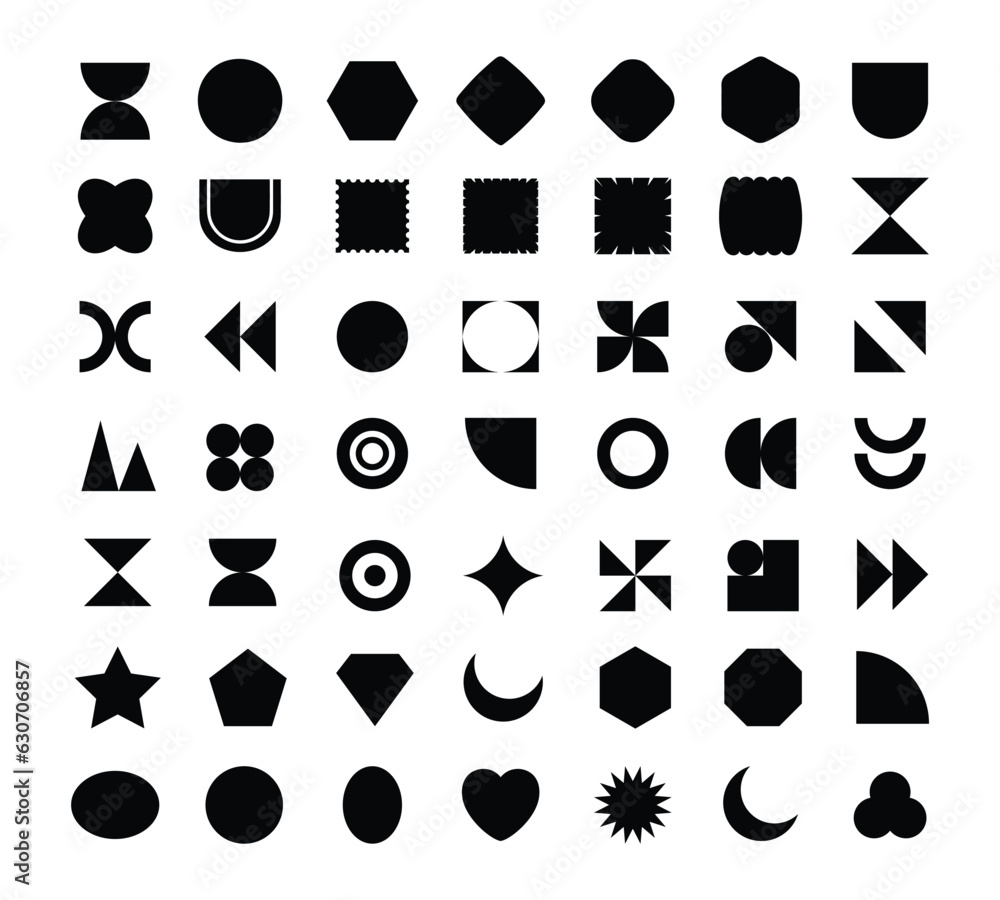 Sticker vector basic shape. different quality geometric formal shape. polygonal elements. modern trendy mini