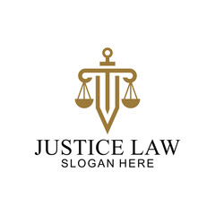 law logo with pillars of justice symbol concept, creative premium of lawyer and law office