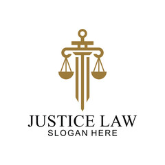 law logo with pillars of justice symbol concept, creative premium of lawyer and law office