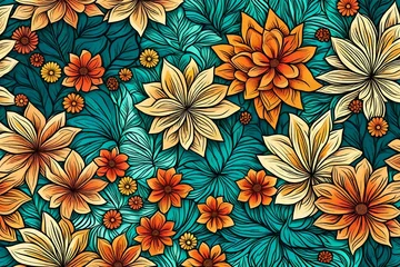 Wandaufkleber seamless floral background © Ayesha