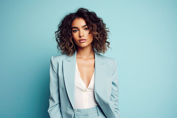 Shot of a young business woman wearing blazer paired with high-waisted tailored pants, ambitious and confident woman - obrazy, fototapety, plakaty