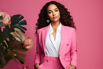 Shot of a young business woman wearing blazer paired with high-waisted tailored pants, ambitious and confident woman