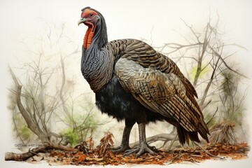 Illustration of turkey, bird for Thanksgiving holiday. Generative AI