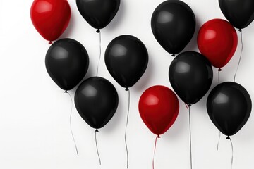 Black and red balloons in the background, concept of sale and black friday. Generative AI