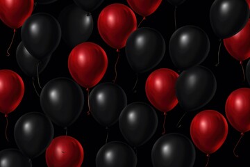 Black and red balloons in the background, concept of sale and black friday. Generative AI