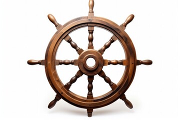 Pirate ship wooden rudder on white background. Generative AI