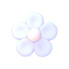 3d rendered cartoon pastel blue flower object.