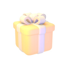 3d rendered cartoon pastel yellow gift object.