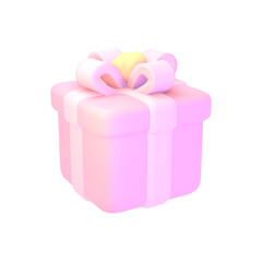3d rendered cartoon pastel pink gift object.