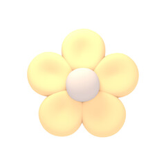 3d rendered cartoon pastel yellow flower object.