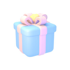 3d rendered cartoon pastel blue gift object.