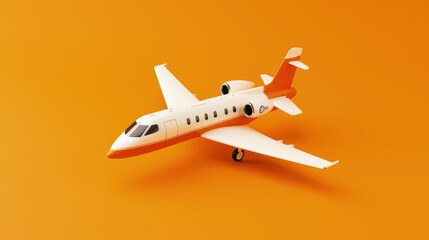 Fototapeta premium Commercial plane illustration on orange background, travel and transportation concept. Generative AI