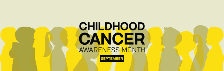 Childhood Cancer Awareness Month banner design with silhouette of children. Vector illustration