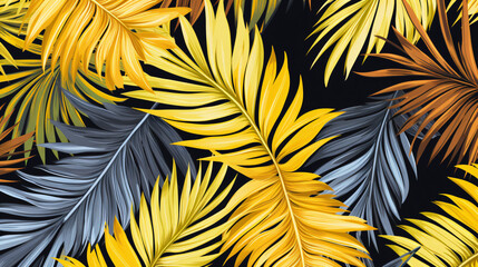 Fototapeta na wymiar Tropical seamless pattern with beautiful palm leaves