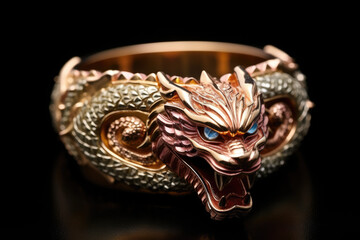 dragon ring with diamonds isolated
