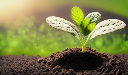 little plant in soil, plant growing in soil stock images 