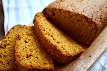 Sliced pumpkin bread