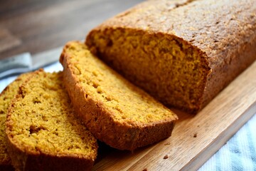 Sliced pumpkin bread