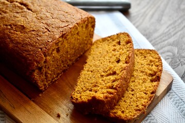 Sliced pumpkin bread