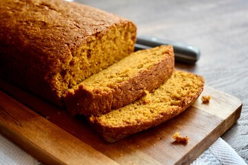 Sliced pumpkin bread
