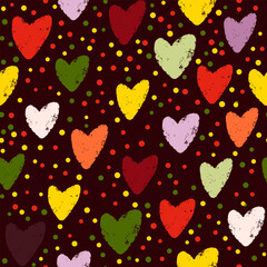 Hearts, romantic retro pattern. Vector seamless pattern.