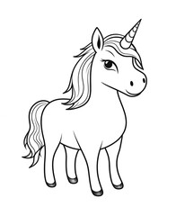 Obraz na płótnie Canvas Unicorn coloring page outline drawing for kids