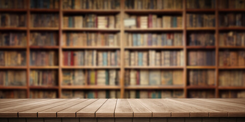 Colorful wooden platform landscape: bookstore or library.