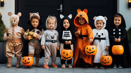 Fototapeta premium Cute children dressed for Halloween party