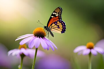 beautiful butterfly on flowers generated by AI tool