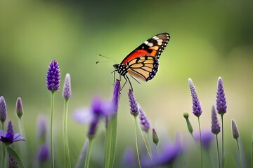 beautiful butterfly on flowers generated by AI tool