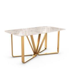 Modern Rectangle Faux Marble Dining Table Gold