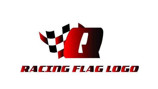 animation video of the racing flag and the letter F, suitable for opening racing sports advertisements, etc