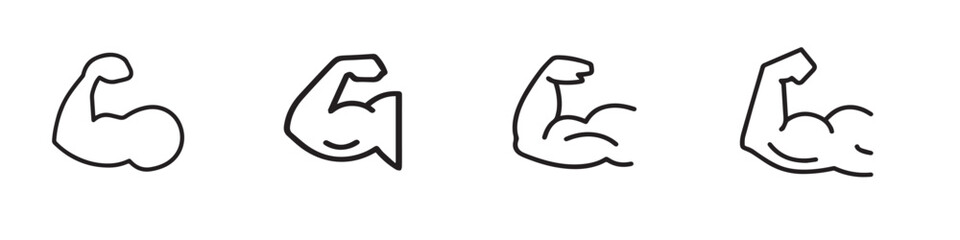 Muscle icon. Biceps symbol. Flat, silhouette and linear style. Vector Illustration. Vector Graphic. EPS 10