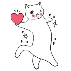 Cartoon cute funny cat vector.