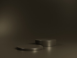 3D display podium brown background. Glamour minimal chocolate pedestal for beauty, cosmetic product presentation. Feminine copy space, dark, brown template, studio 3d render