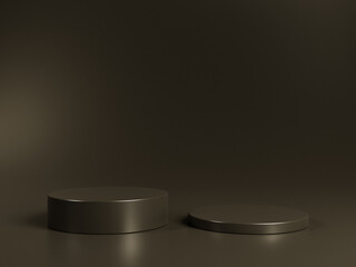 3D display podium brown background. Glamour minimal chocolate pedestal for beauty, cosmetic product presentation. Feminine copy space, dark, brown template, studio 3d render