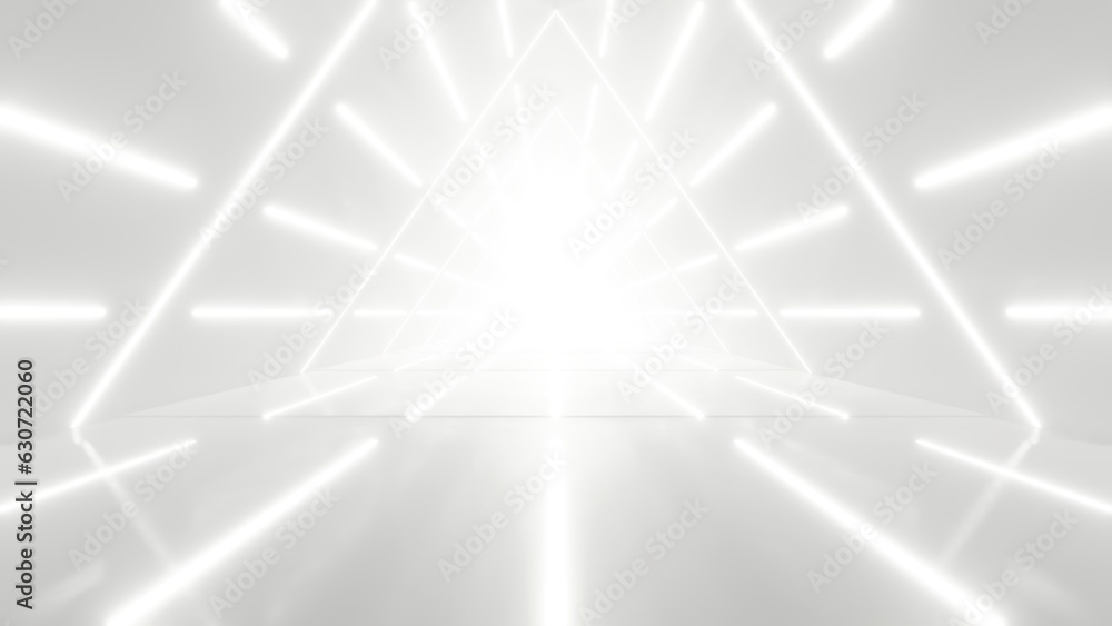 Leinwandbilder 3d rendering of white abstract sci-fi tunnel, futuristic spaceship corridor.